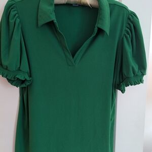CeCe Emerald Puff Sleeve Blouse